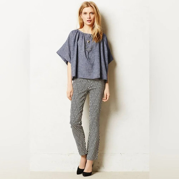 CARTONNIER by ANTHROPOLOGIE Crosshatched Charlie Trousers - Picture 1 of 7